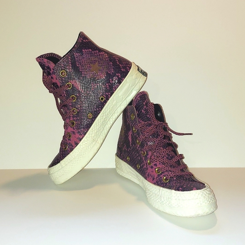 Converse Chuck Taylor Snake Print Leather High Top Sneakers